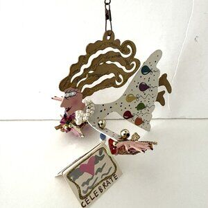 KAREN ROSSI Vintage Metal Ornament Celebration Silvestri Fanciful Flights 2002